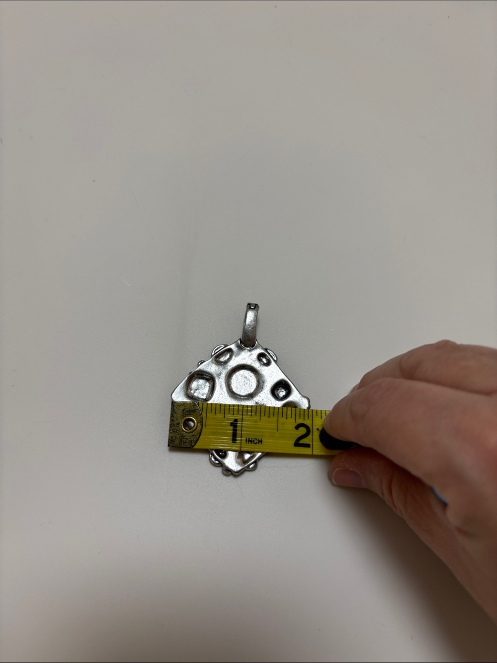 Premier Designs Silver-Tone Geometric Pendant with Olive Green Accents - Picture 2 of 4